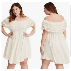 Torrid Lace Trim Off The Shoulder Dress